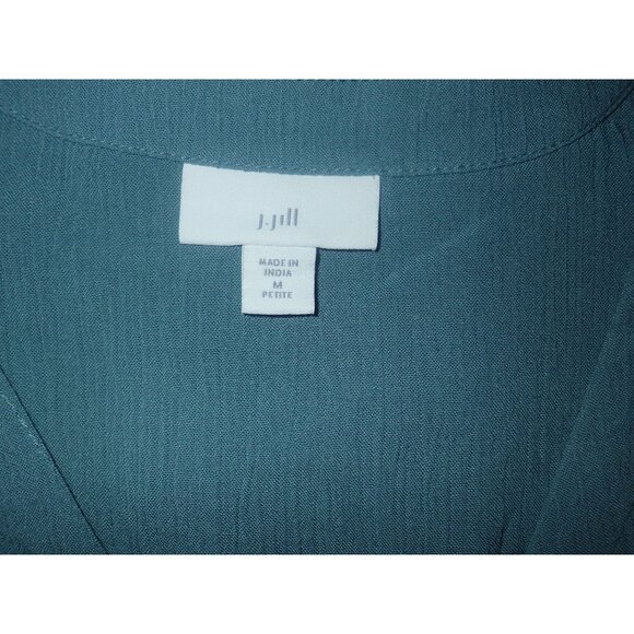 J. Jill Blue Long-Sleeve‎ Button-Down Tunic Blouse Gauzy Pintuck PM Boho Casual - Picture 7 of 7